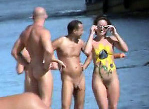 Spycam camera on beach of nude nymphs