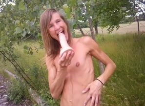 Sumptuous  youngster wanking outdoors