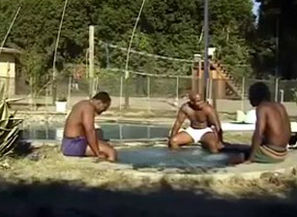 Warm black ladies fuckin' at a pool..